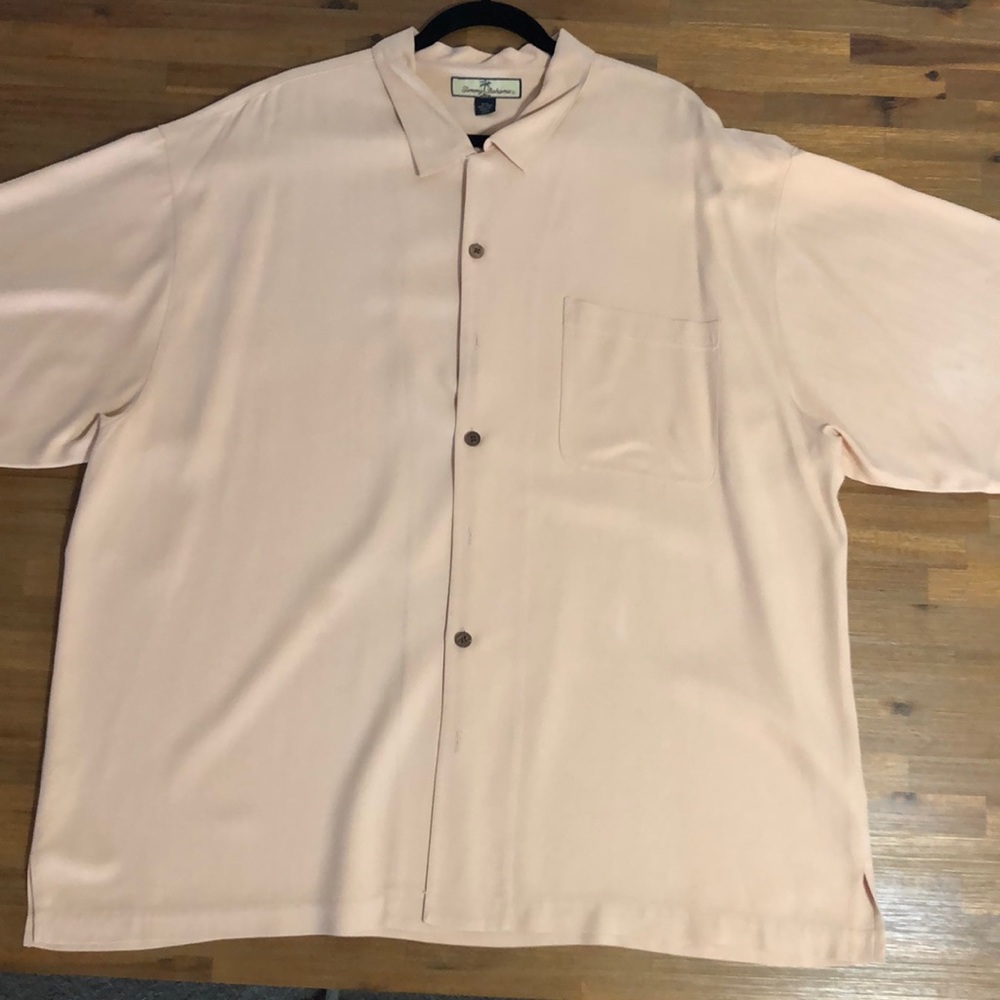 Tommy Bahama silk button up peach color